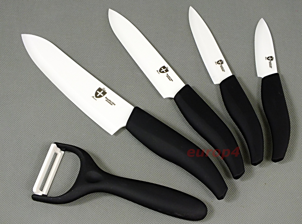 Noże Royalty Line RLC4 BLACK kuchenne ceramica+stojak zestaw nóż
