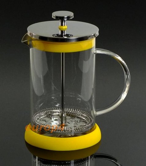 Szklany zaparzacz Hoffner HF 1129  do herbaty 800 ml ziół kawy dzbanek żółty