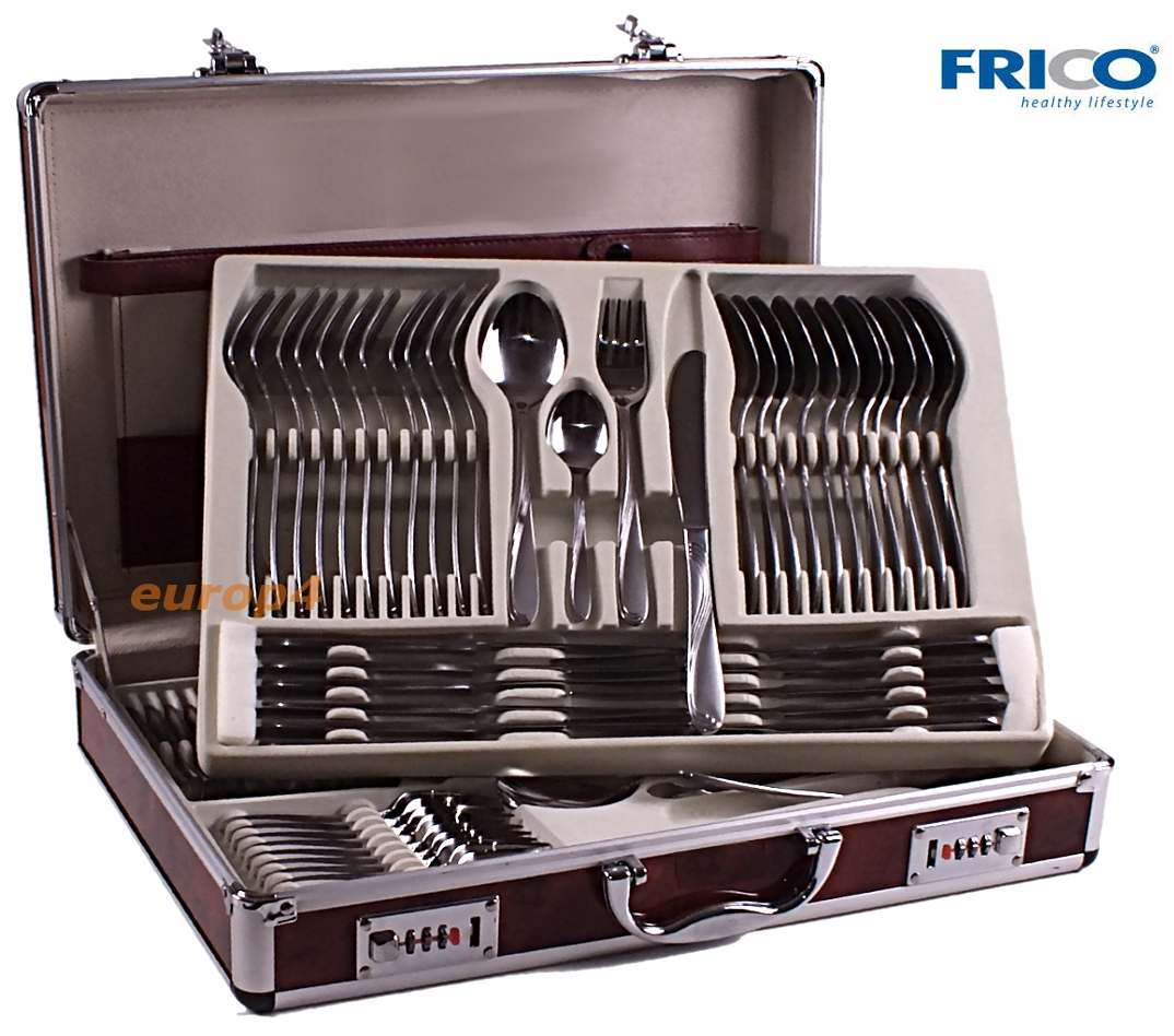 Sztućce Frico FR 2233 B Satyna walizka zestaw srebro noże łyżki