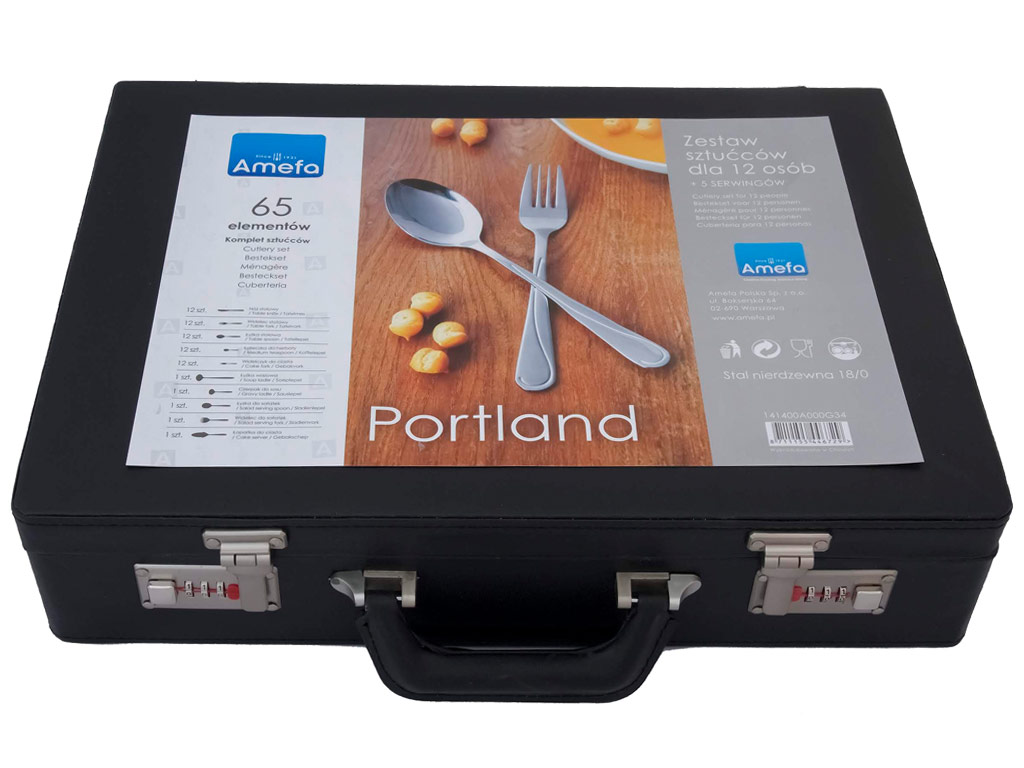 Sztućce obiadowe pakowane w walizkę Amefa Portland 1414